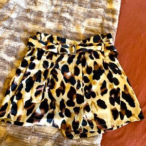 Women’s satin leopard shorts.